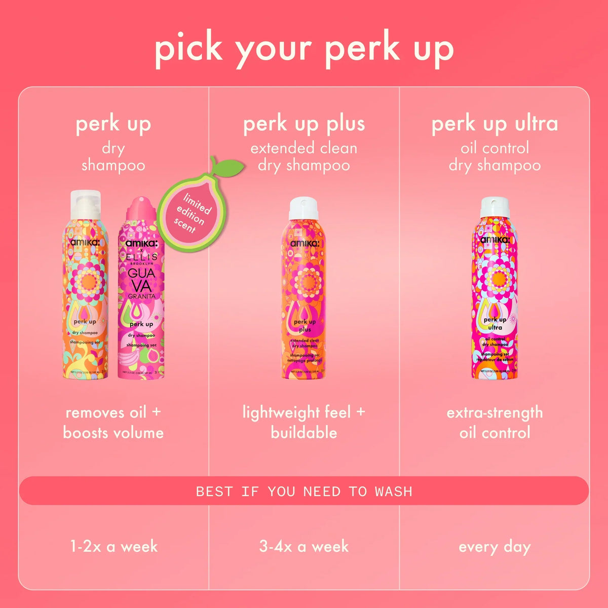 amika x Ellis Brooklyn limited-edition perk up GUAVA GRANITA dry shampoo bundle set
